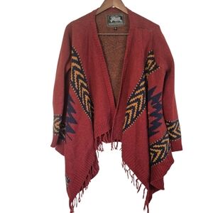 Roots Navajo Lambswool Wrap Blanket Sweater Cozy Knit Medium